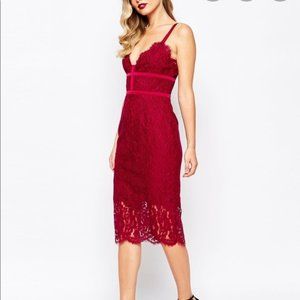 Keepsake Interlude Lace Bodycon Midi Dress